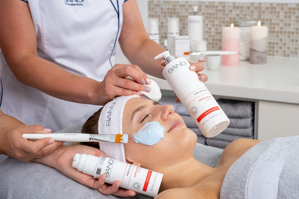 Facial treatment in progress